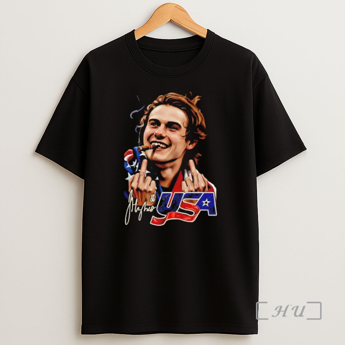 Officials Jack Hughes Middle Finger Usa Hockey American Flag Vintage Shirt Sweatshirt Tee