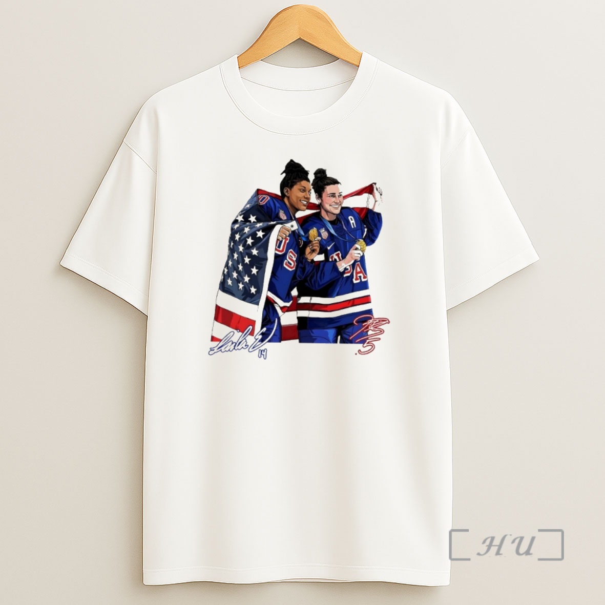 Officials Keller Women And Laila Edwards Usa Hockey Gold Medal American Flag Signatures Shirt Sweatshirt Tee