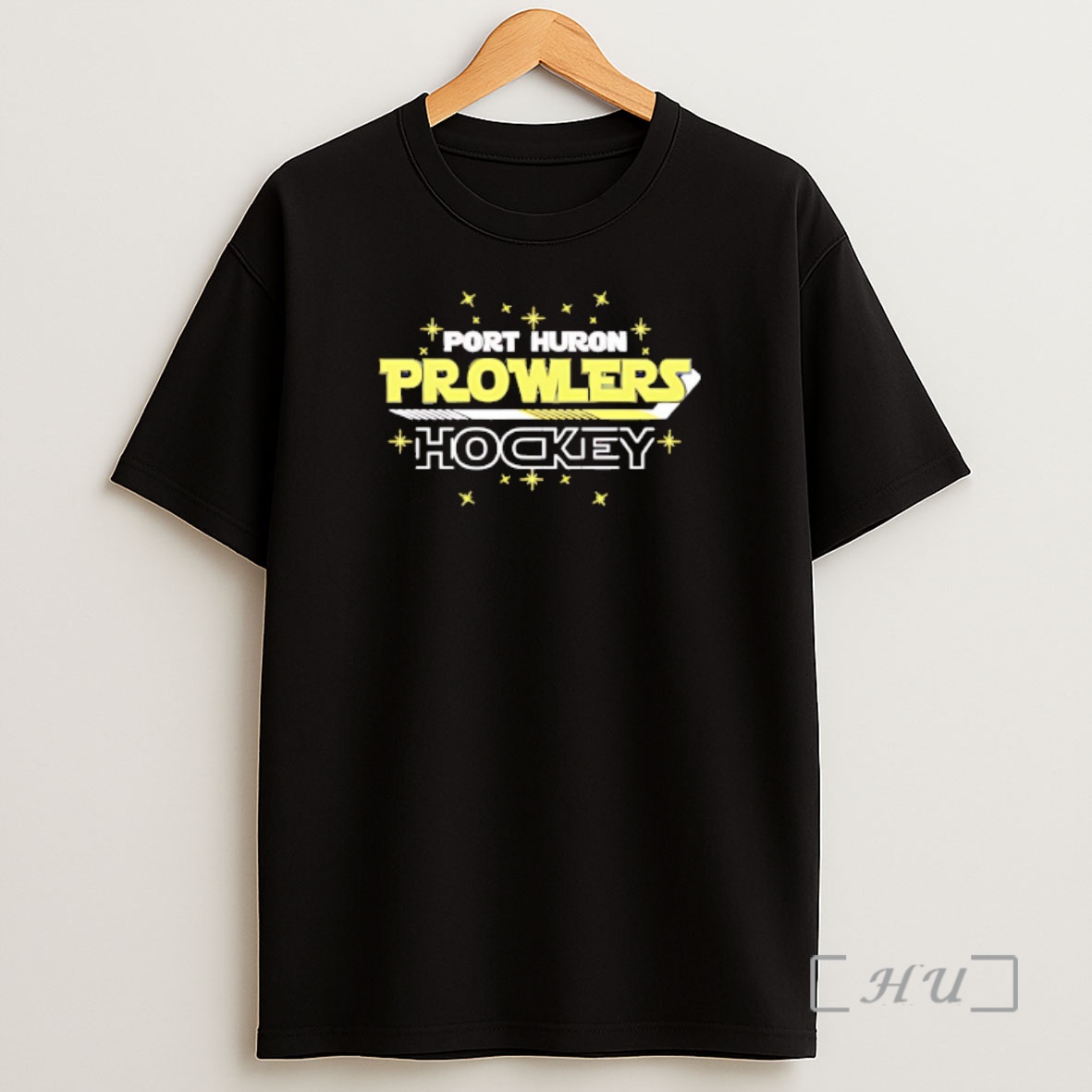 Officials Port Huron Prowlers Hockey Team Yellow Text With Stars And Stick Shirt Sweatshirt Tee
