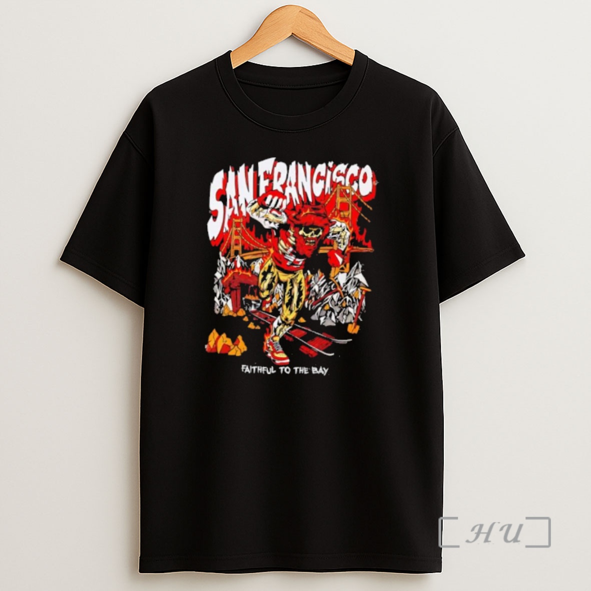 Officials San Francisco Faithful To The Bay 49ers Skeleton Miner Shirt Sweatshirt Tee