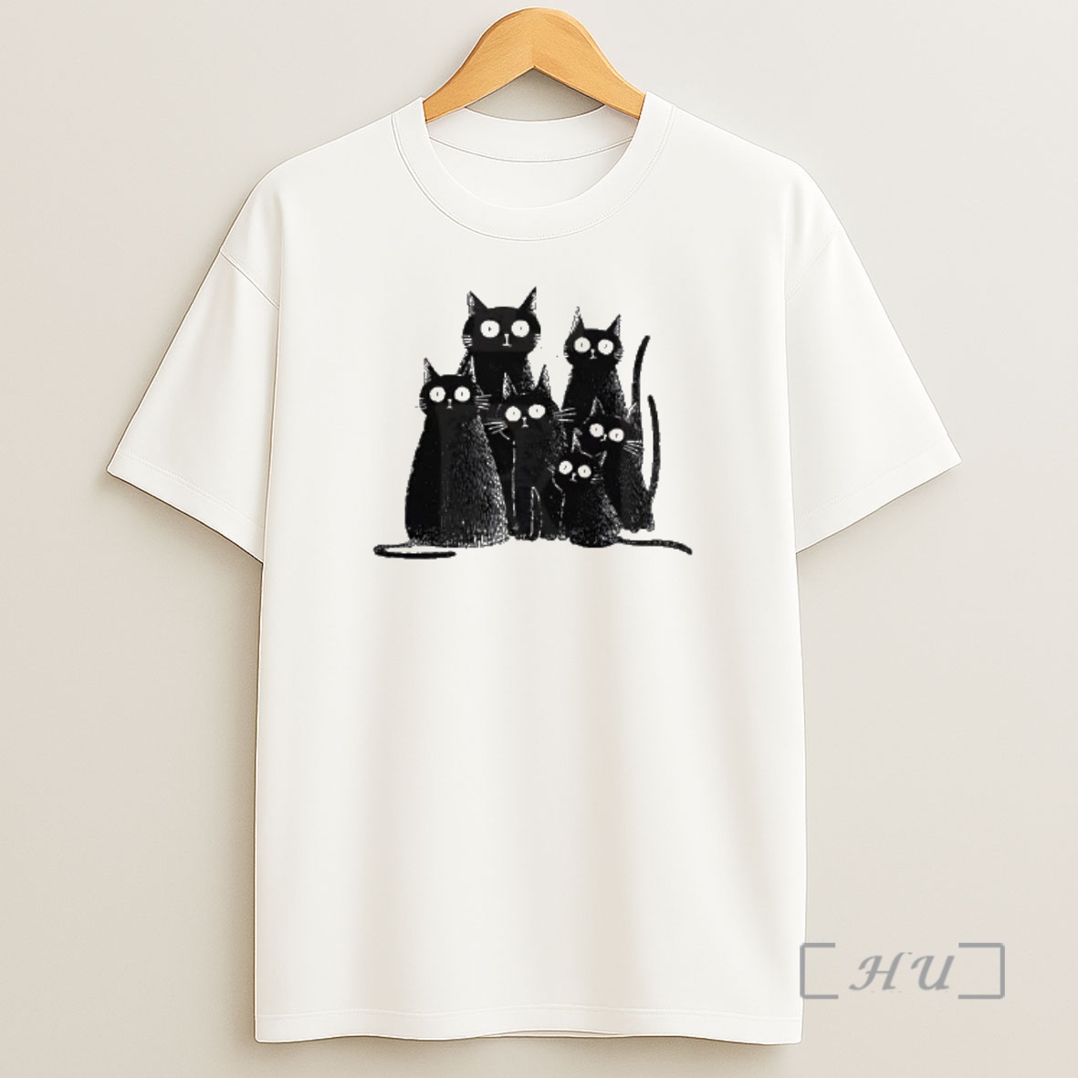 Officials Six Black Cats With Big Eyes Artistic Drawing Shirt Sweatshirt Tee