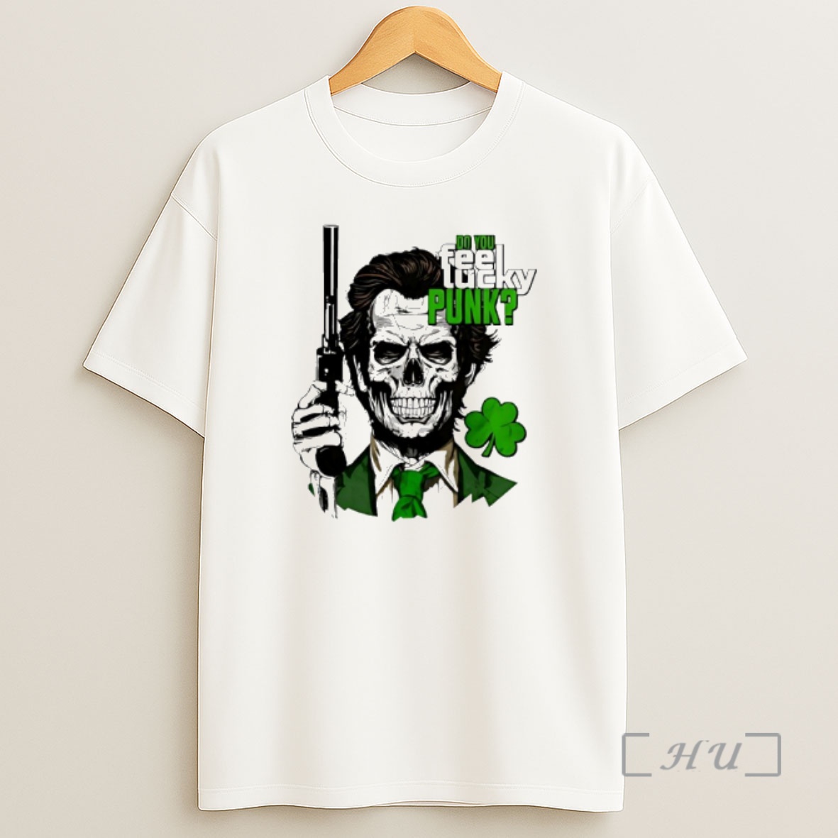 Officials Skull Holding Gun Do You Feel Lucky Punk Shamrock Shirt Sweatshirt Tee