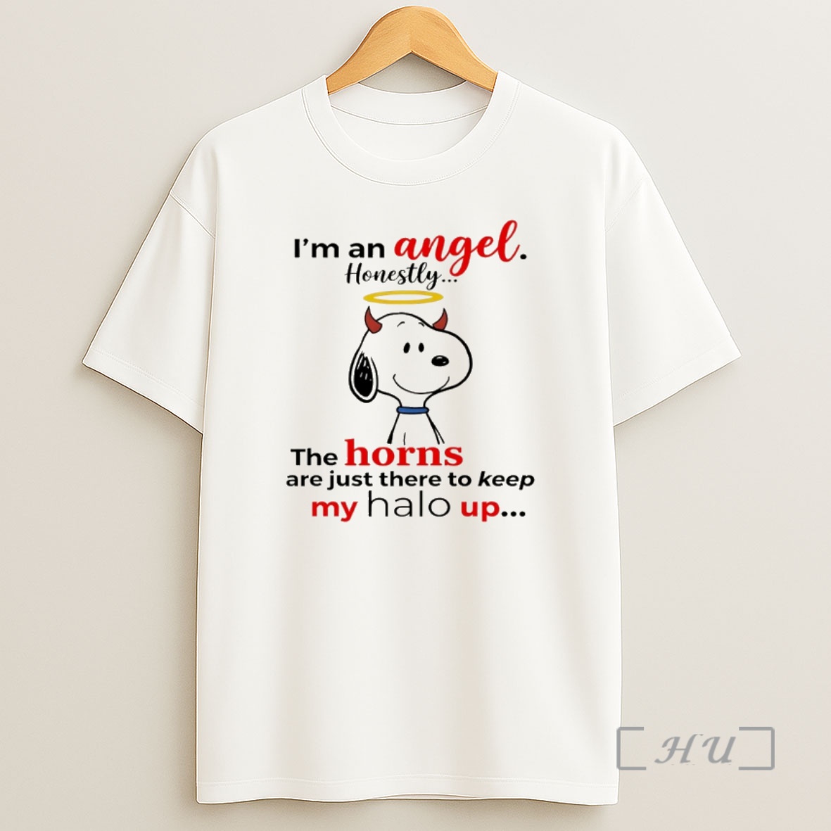 Officials Snoopy Devil Im Angel The Horns Are Just There To Keep My Halo Up Shirt Sweatshirt Tee