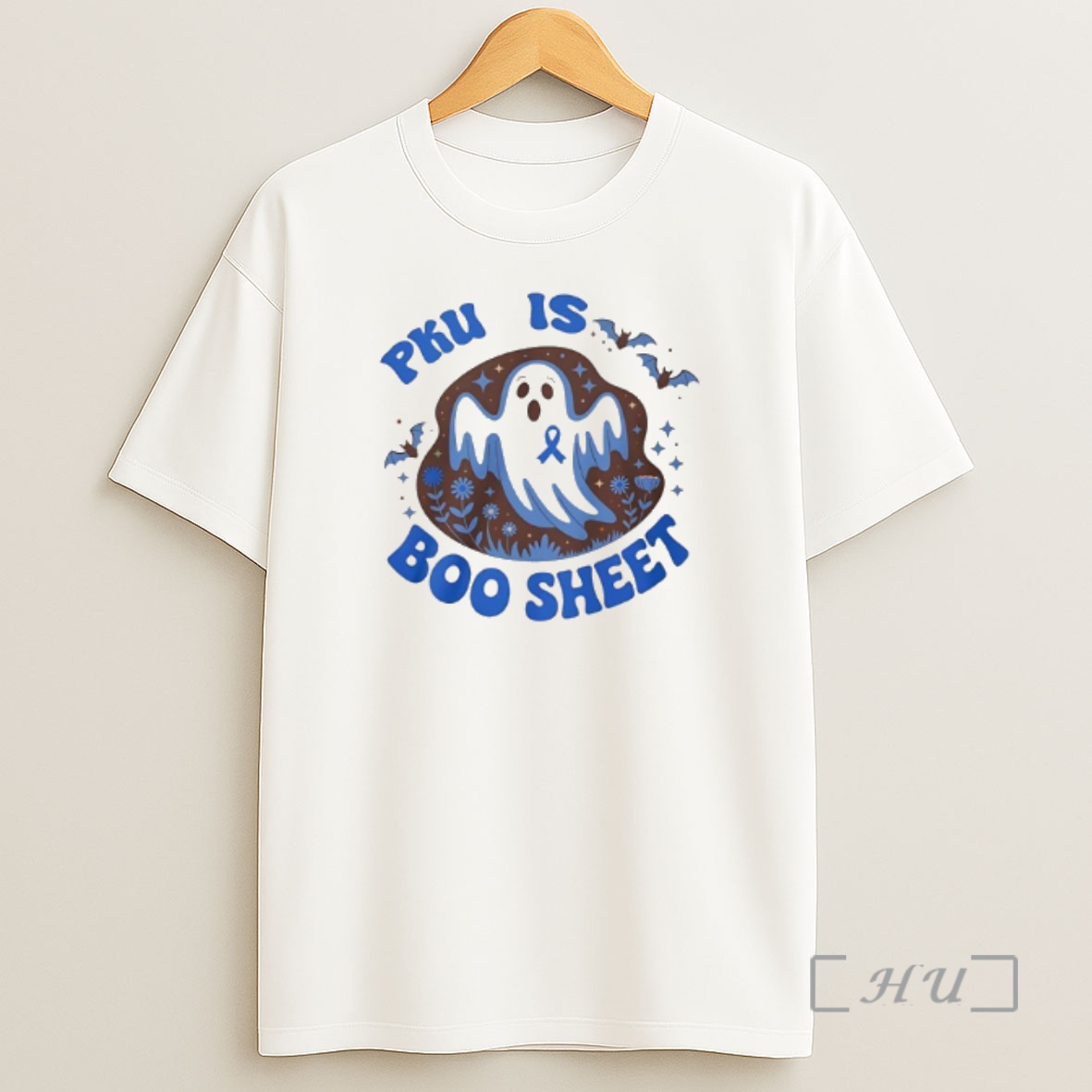 Officials Spooky Ghost And Bat Pku Is Boo Sheet Blue Ribbon Halloween Shirt Sweatshirt Tee