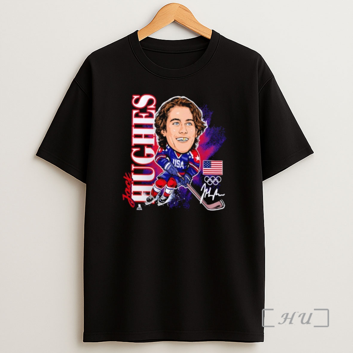 Officials Usa Hockey Jack Hughes Gold Medal Caricature Shirt Sweatshirt Tee
