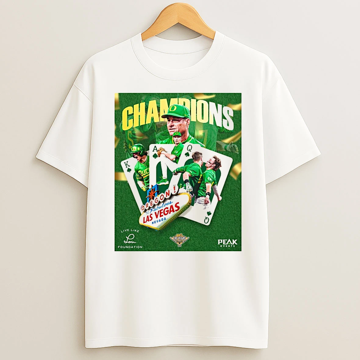 Oregon Ducks Baseball 2026 Live Like Lou Las Vegas Nevada Classic Champions Shirts