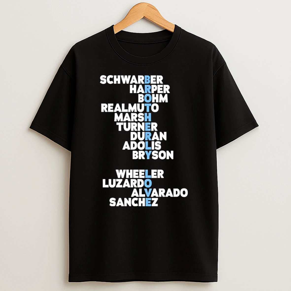Philadelphia Phillies Baseball 2026 Brotherly Love Names Player Schwarber Harper Shirts