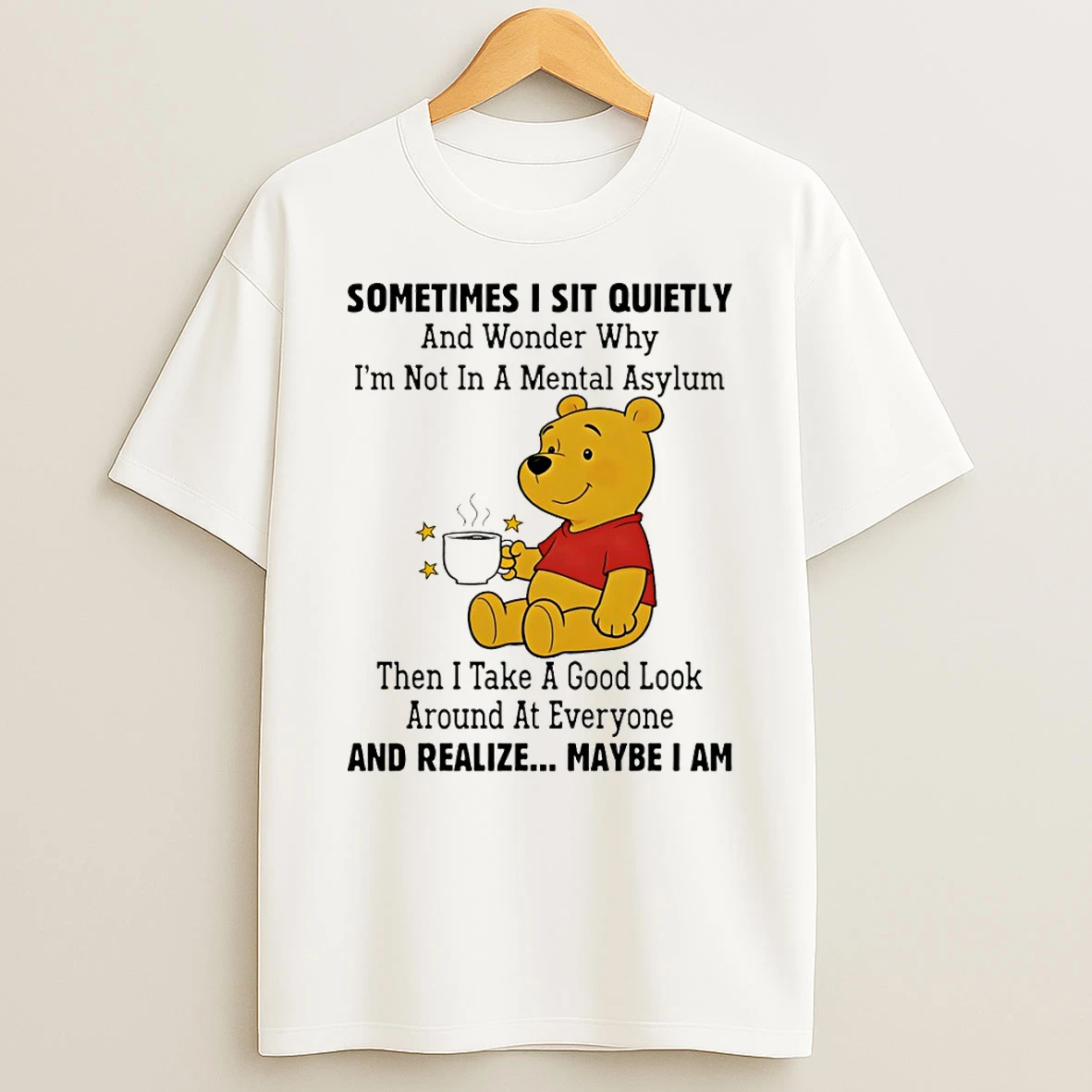 Pooh Sometimes I Sit Quietly And Wonder Why Im Not In A Mental Asylum Then I Take A Good Look Around Shirts