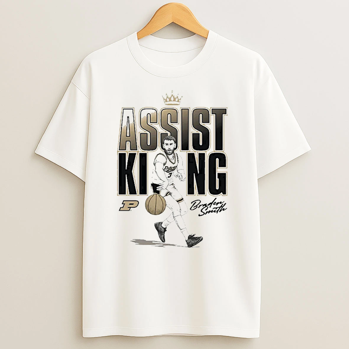 Purdue Boilermakers Braden Smith Assist King Caricature 2026 Ncaa March Madness Mens Basketball Elite 8 Shirts