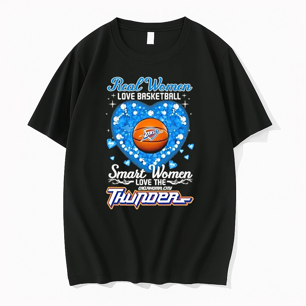 Real Women Love Basketball Smart Women Love The Oklahoma City Thunder Glitter Hearts Shirts