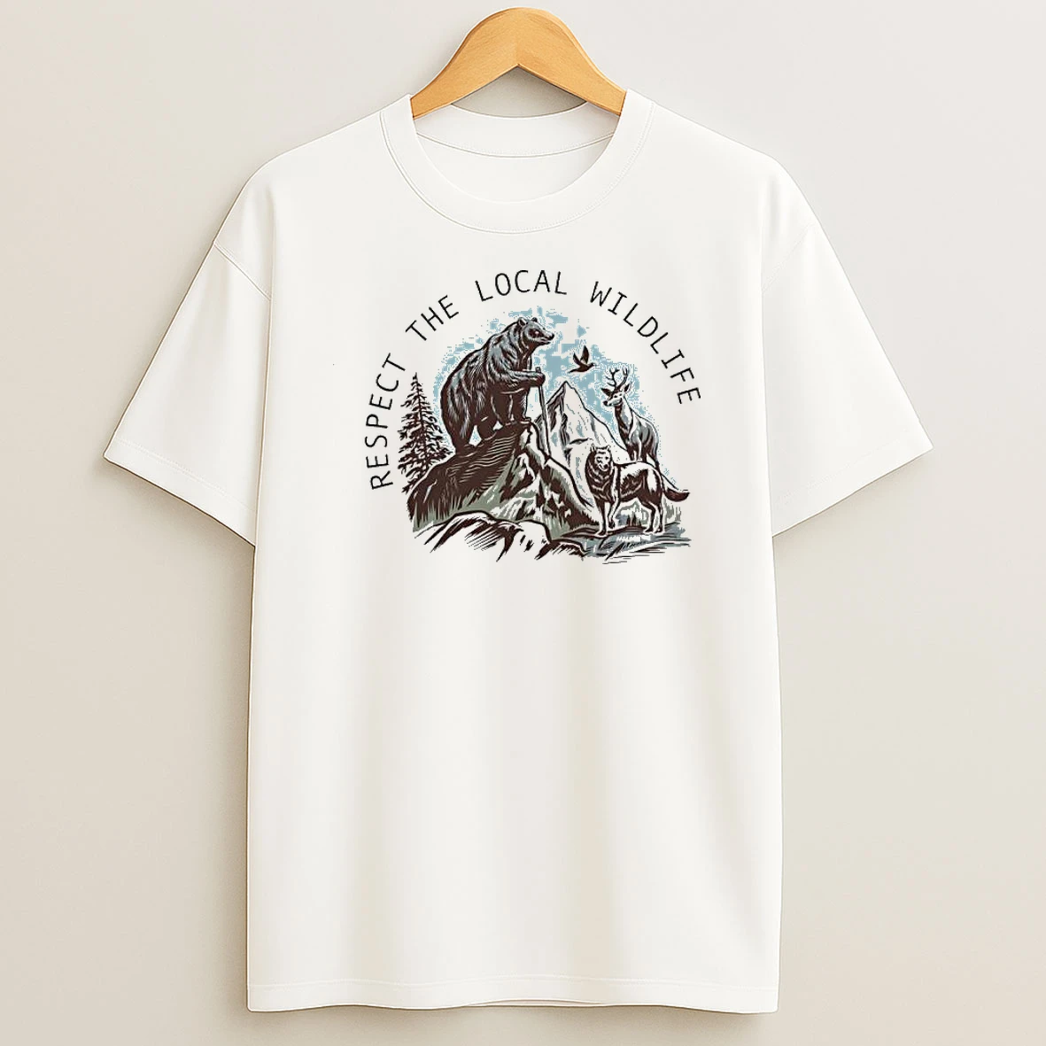 Respect The Local Wildlife Bear Wolf And Deer Shirts