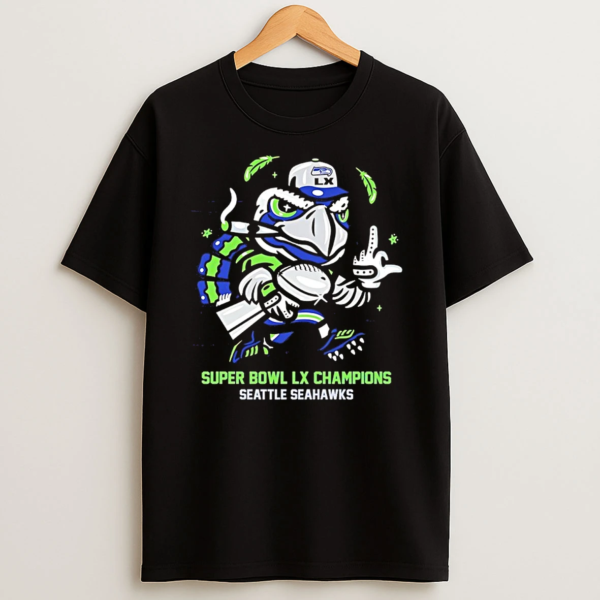Seahawks Mascot Boom Cigar Super Bowl Lx Champions Shirts