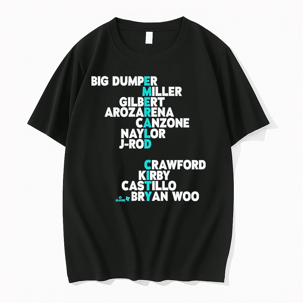 Seattle Baseball Names 2026 Big Dumper Miller Gilbert Arozarena Canzone J Rod Crawford Kirby Shirts