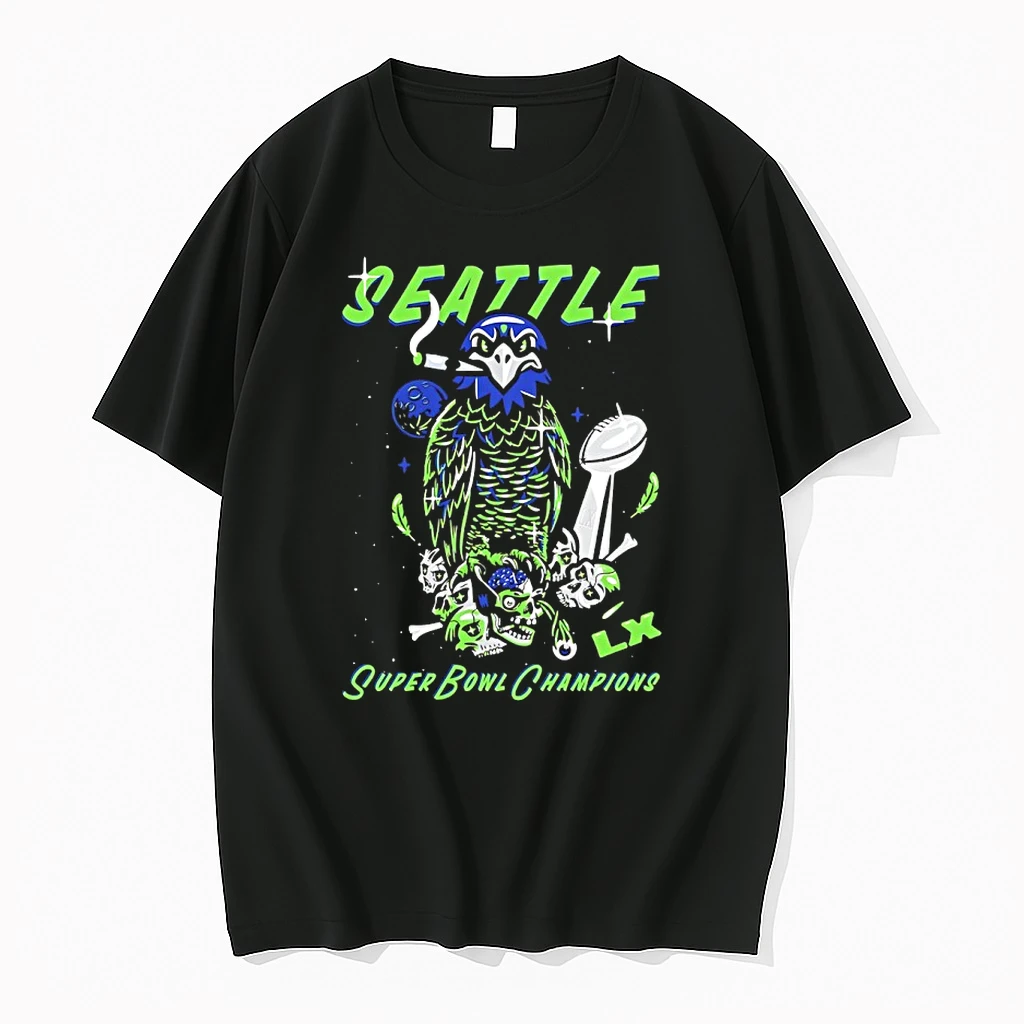 Seattle Seahawks Super Bowl Lx Champions Boom Mascot Trophy Shirts