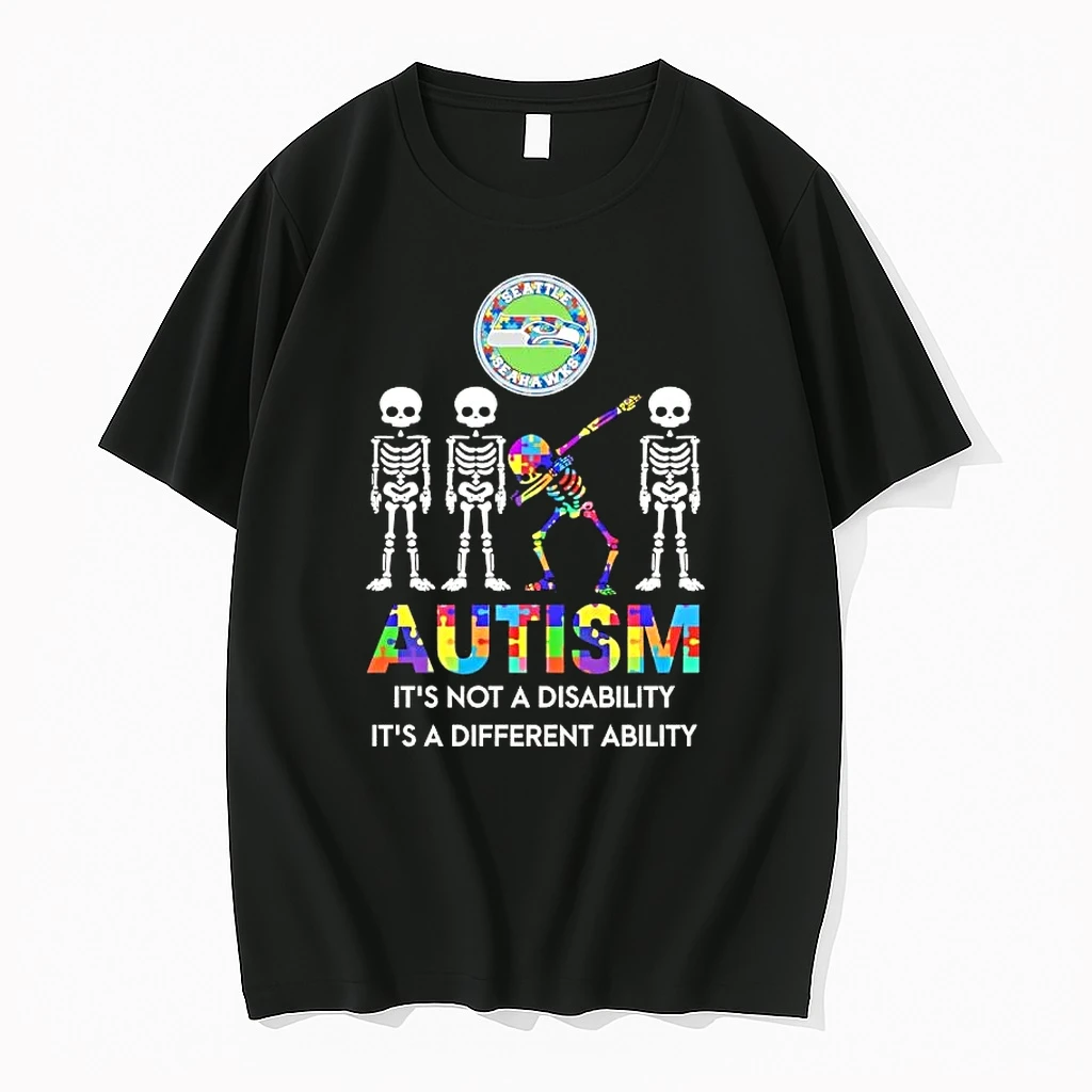 Seattle Seahawks X Skeletons Autism Its Not A Disability Its A Different Ability Shirts