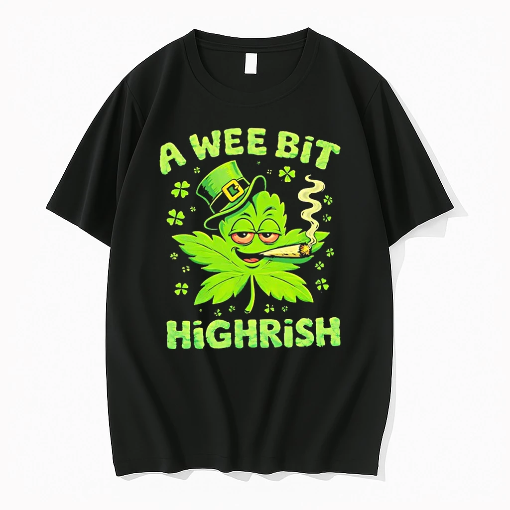 Shamrock A Wee Bit Highrish Irish Weed Shirts