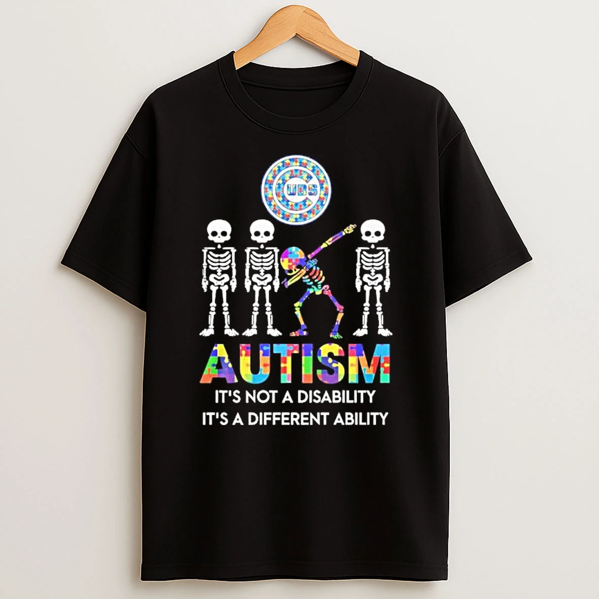 Skeleton Dabbing X Chicago Cubs Autism Its Not A Disability Shirts