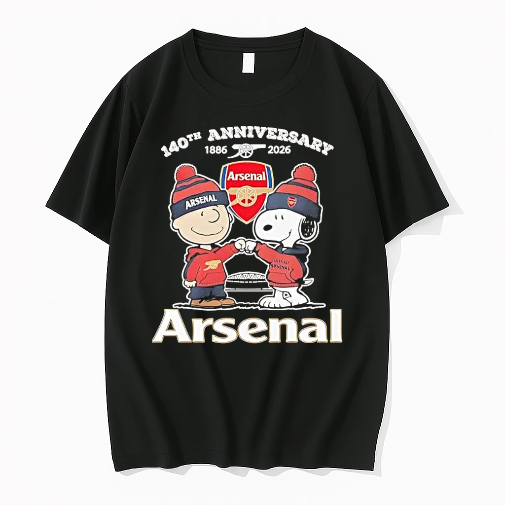 Snoopy And Charlie Brown Arsenal 140th Anniversary 1886 2026 Tee Shirts
