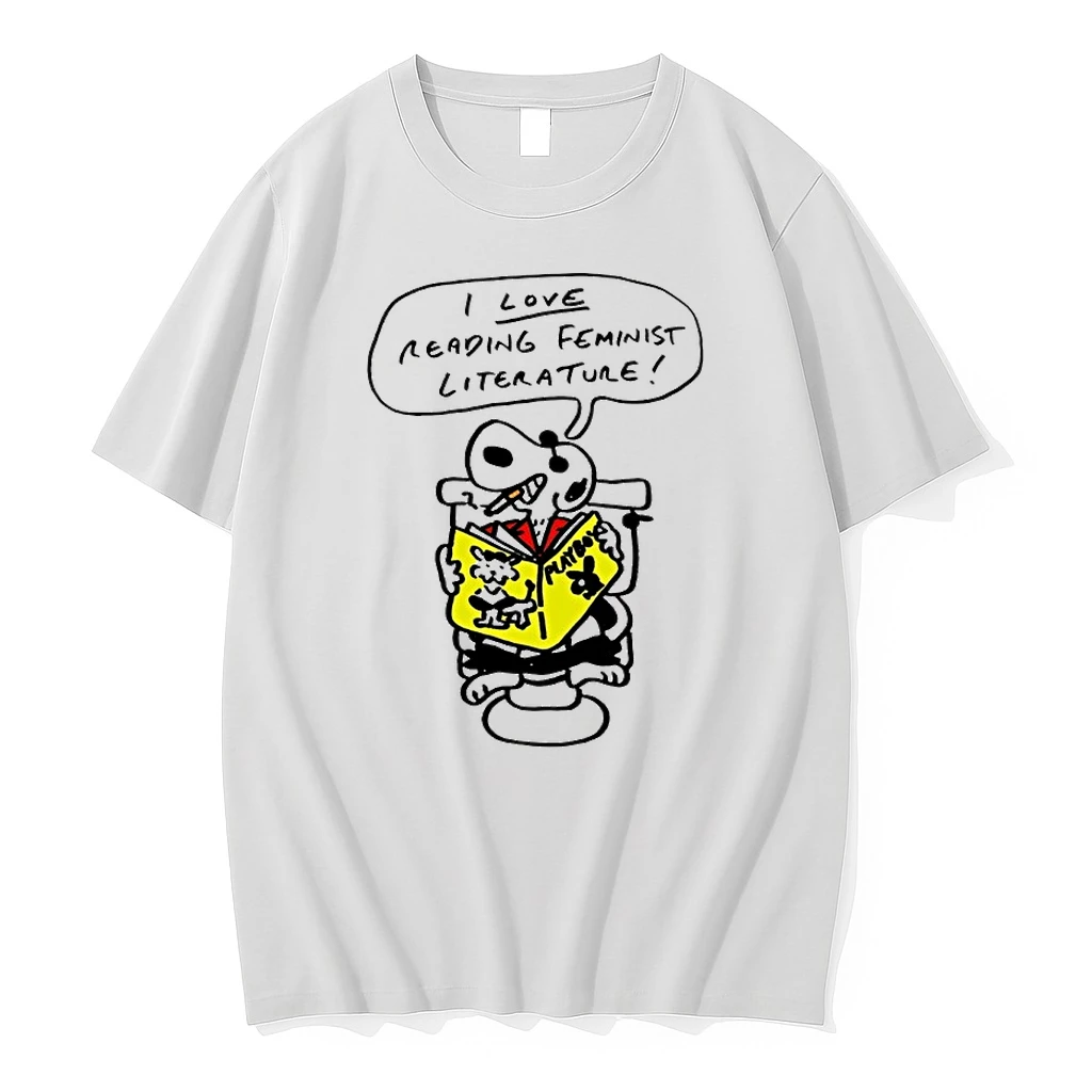 Snoopy I Love Reading Feminist Literature Cartoon Shirts