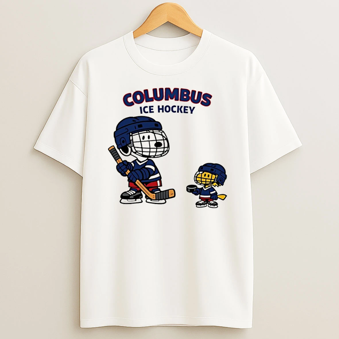Snoopy And Woodstock Columbus Blue Jackets Ice Hockey Shirts
