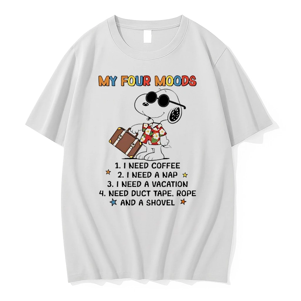 Snoopy My Four Moods I Need Coffee I Need A Nap I Need A Vacation Shirts