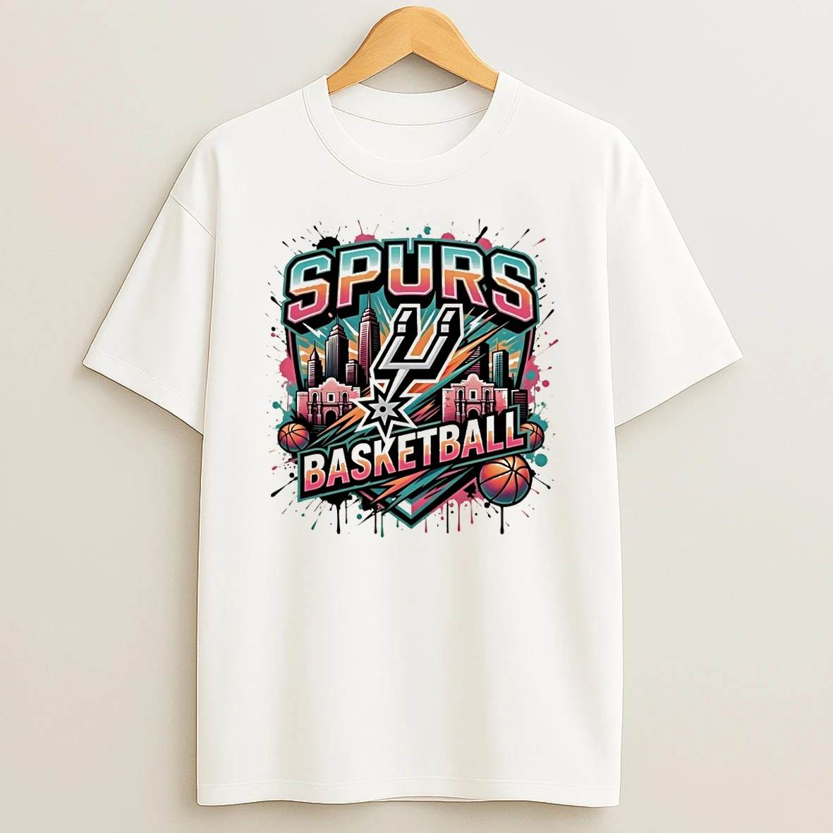 Spurs Basketball Team 90s Retro Fiesta Shirts