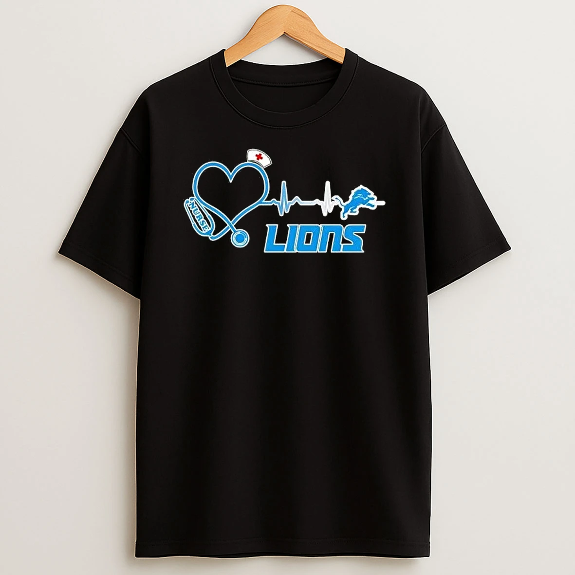 Stethoscope Nurse Heartbeat Detroit Lions Football Logo Shirts