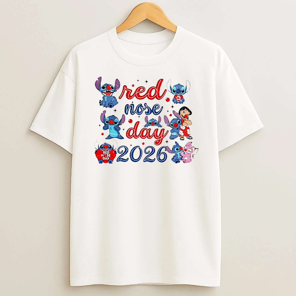 Stitch Red Nose Day 2026 Cartoon Shirts