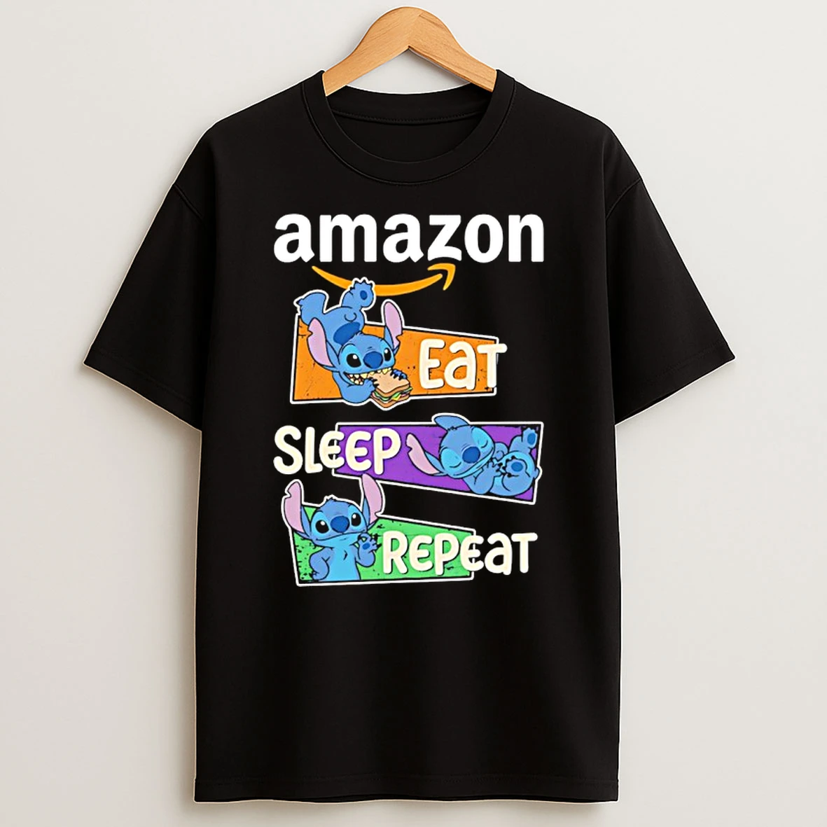 Stitch Eat Sleep Repeat Amazon Logo Shirts