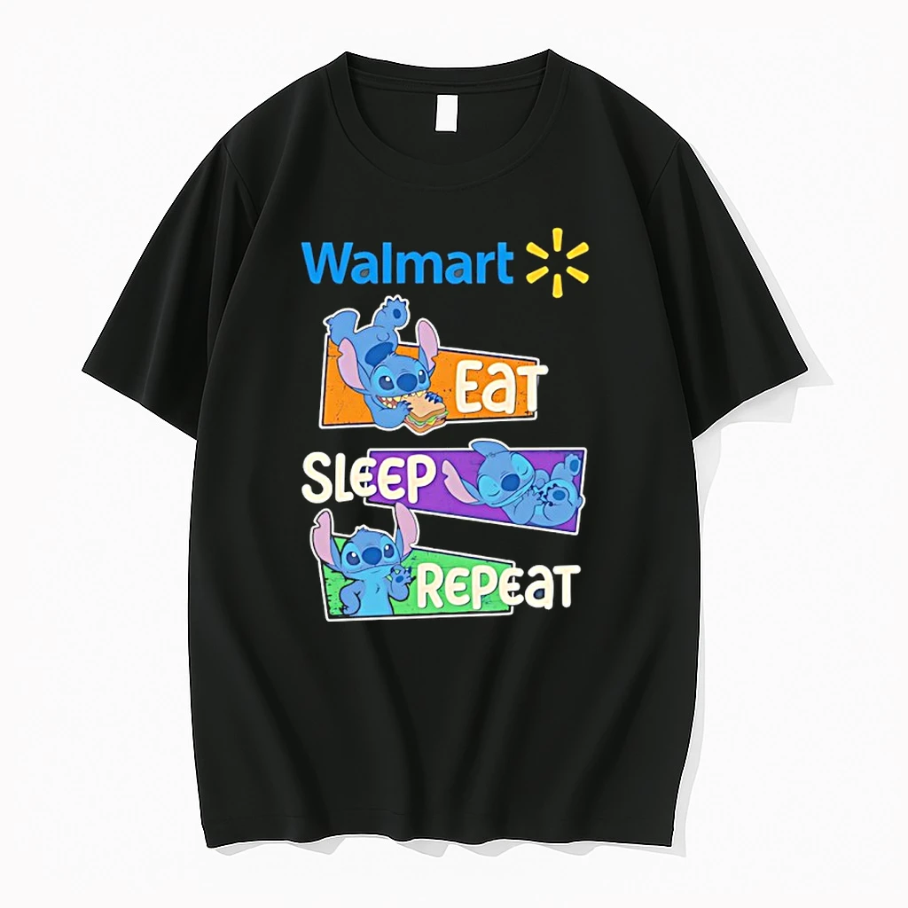 Stitch Eat Sleep Repeat Walmart Logo Shirts