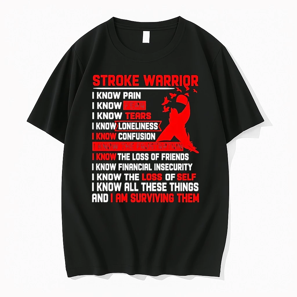 Stroke Warrior I Know Pain I Know Fear I Know Tears Red Ribbon Shirts