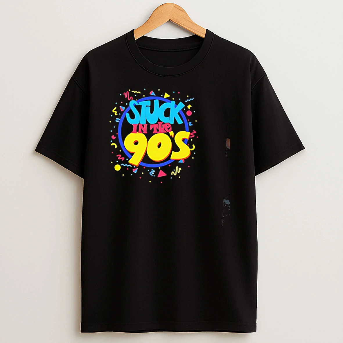 Stuck In The 90s Colorful Retro Vibes With Bold Typography And 90s Shirts