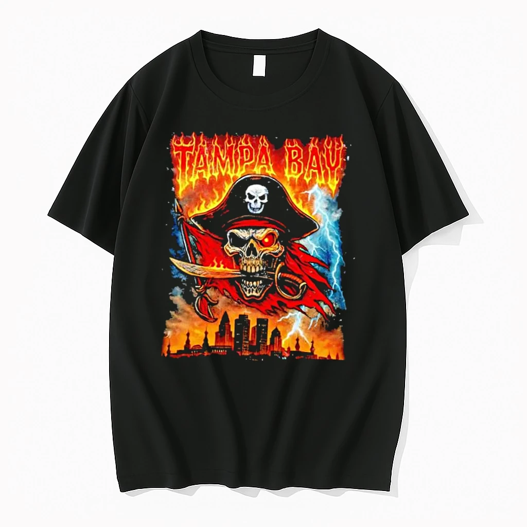 Tampa Bay Pirate Skull Sword Lightning City Skyline Graphic Shirts