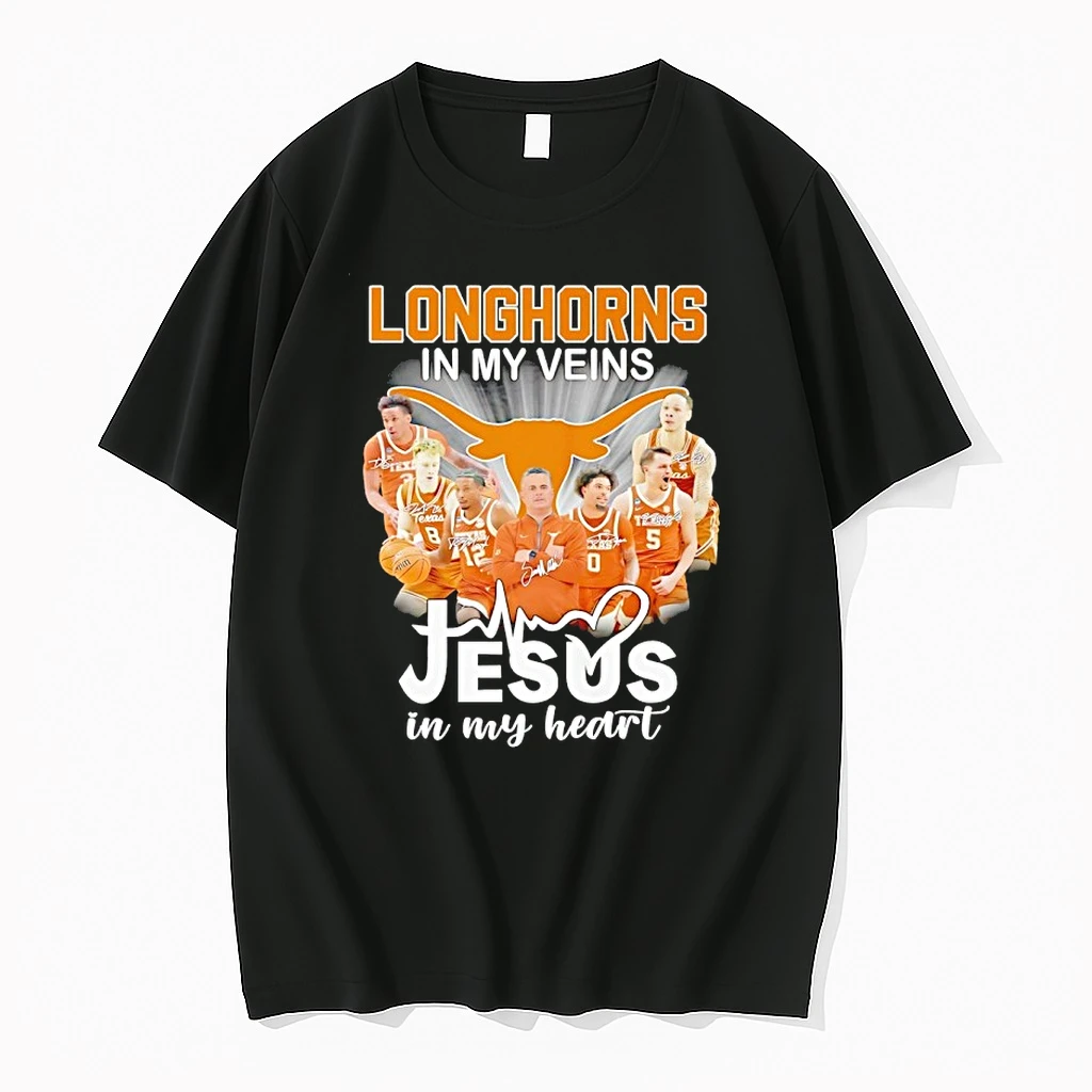 Texas Longhorns In My Veins Jesus In My Heart Coach And Players Signature Shirts