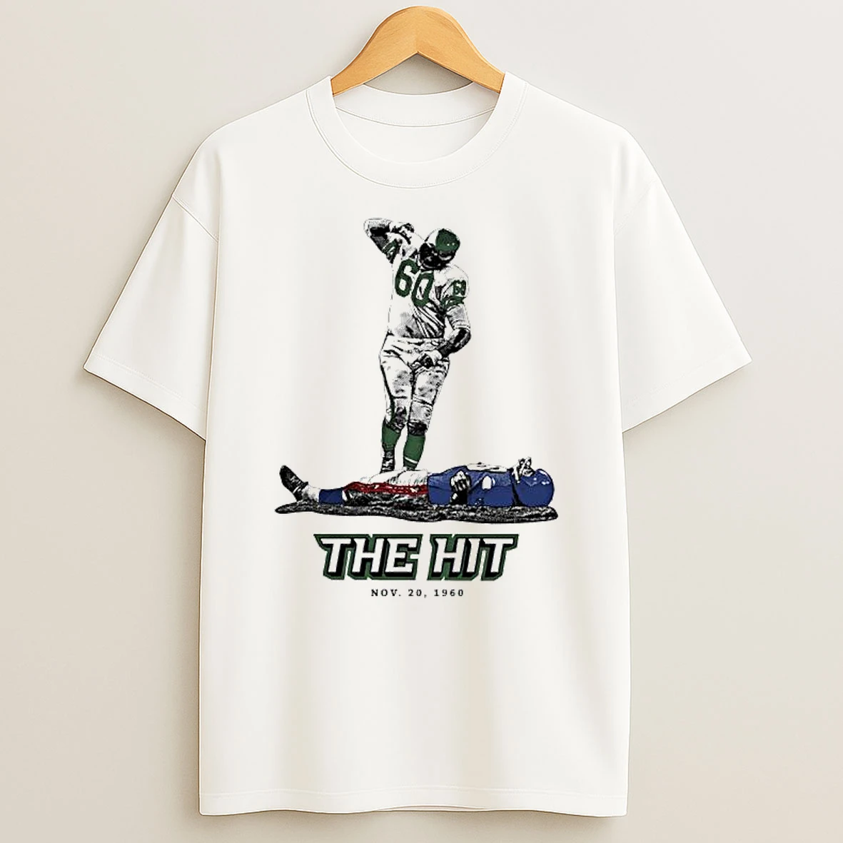 The Hit Philadelphia Eagles Linebacker Chuck Bednarik New York Giants Running Back Frank Gifford Nov 20th 1960 Shirts