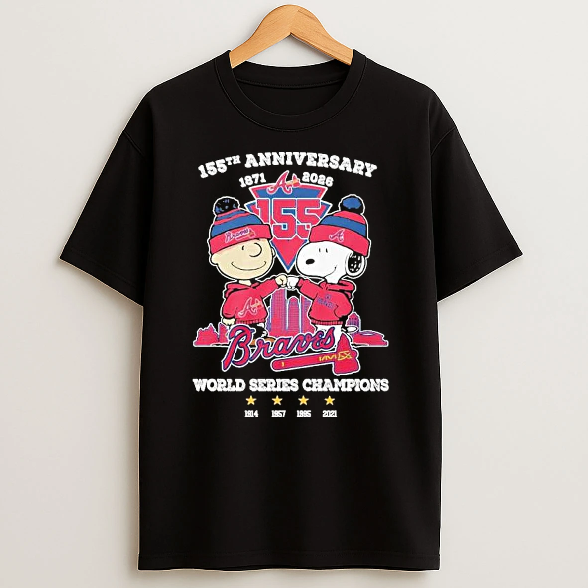 The Peanuts Fistbump X Atlanta Braves 155th Anniversary 1871 2026 World Series Champions Shirts