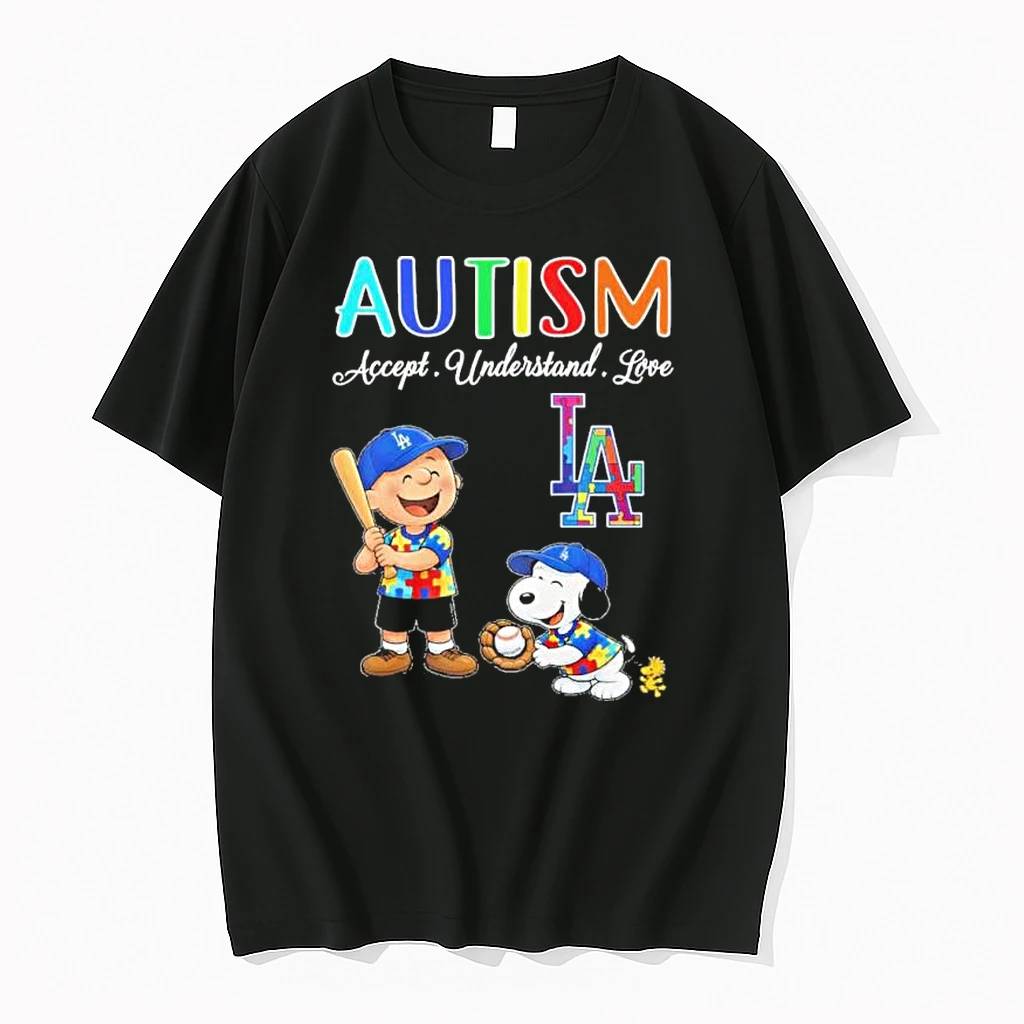 The Peanuts X Los Angeles Dodgers Autism Accept Understand Love Shirts