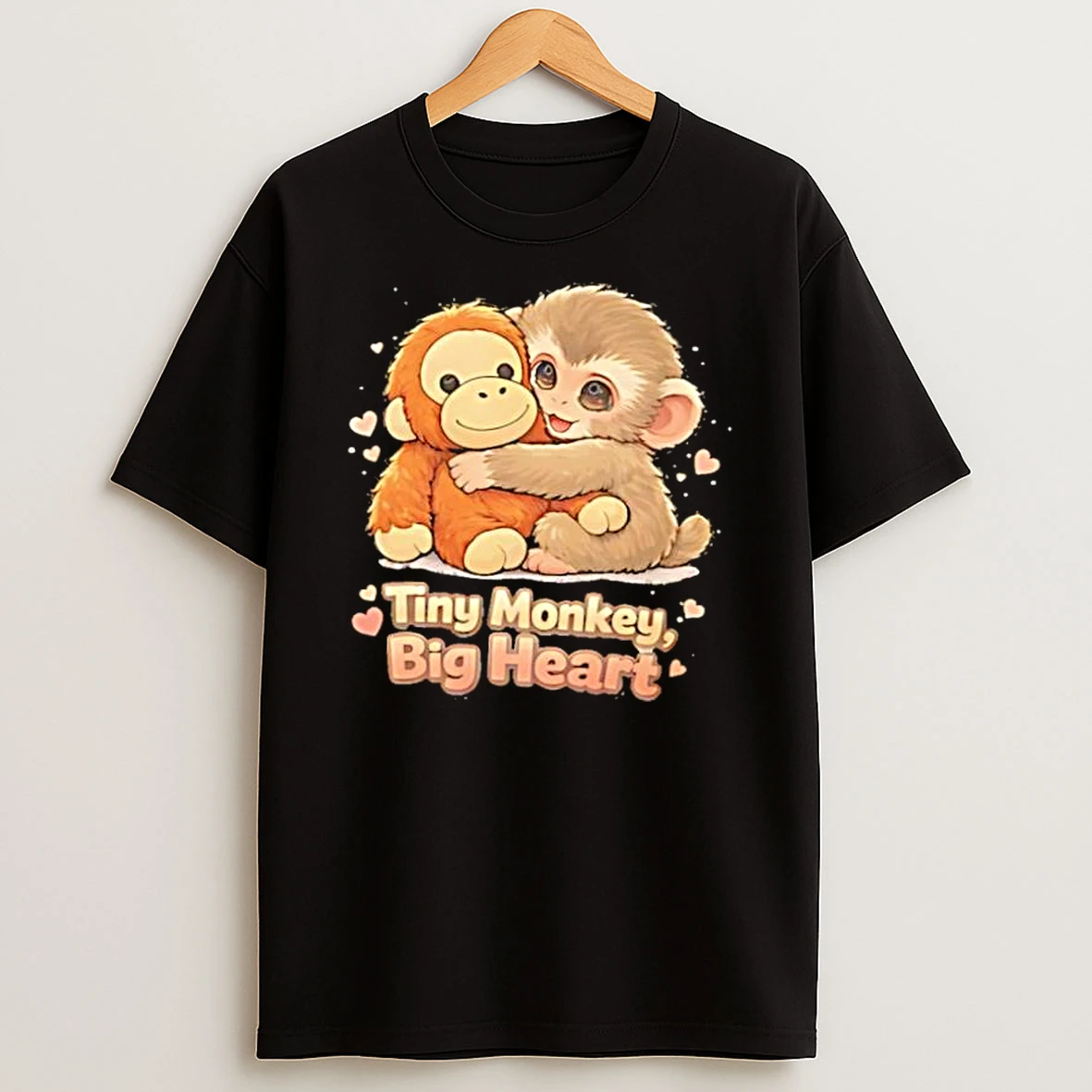 Tiny Monkey Big Heart Brown Monkey Hugging Monkey Shirts