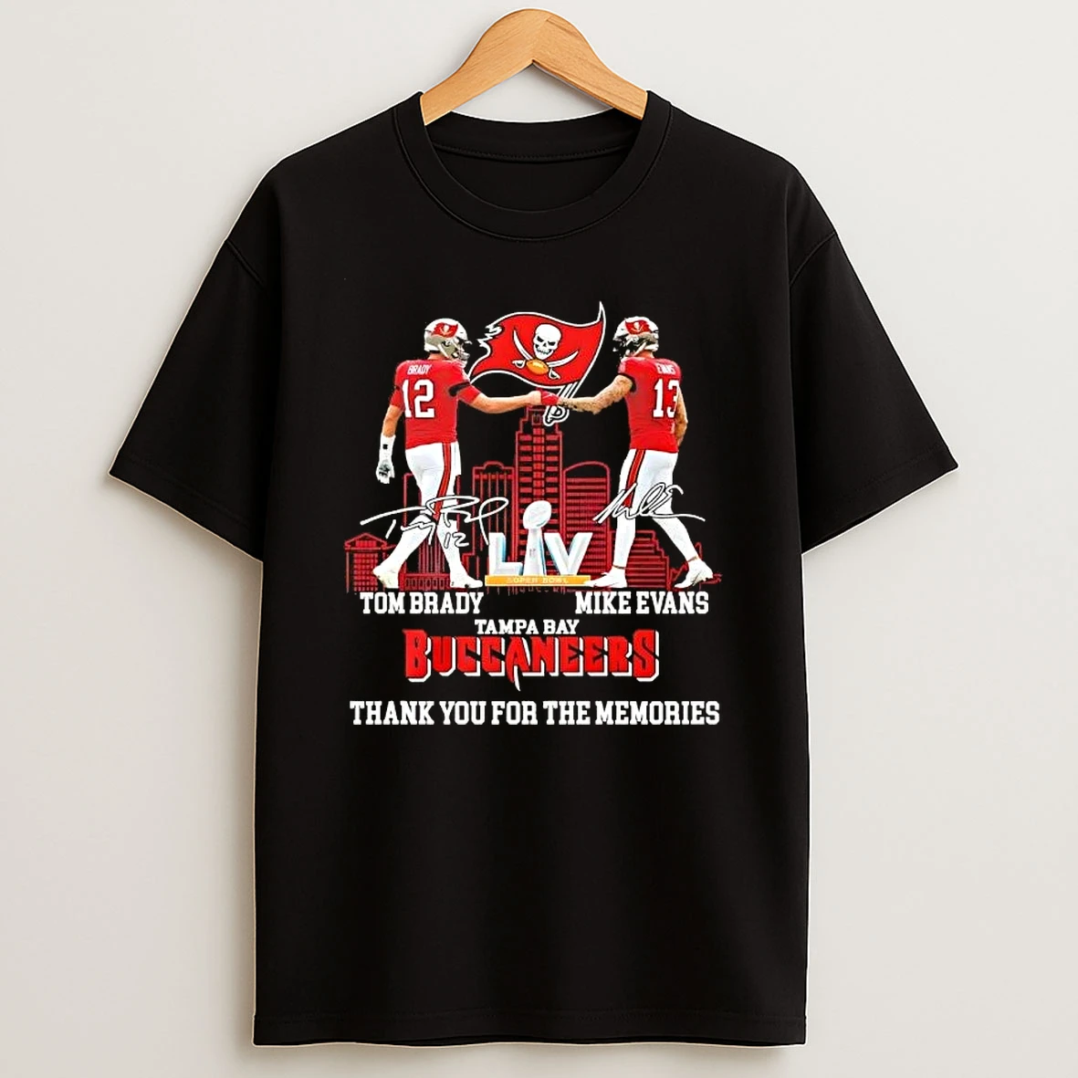 Tom Brady Fist Bump Mike Evans Tampa Bay Buccaneers Thank You For The Memories Signatures Shirts