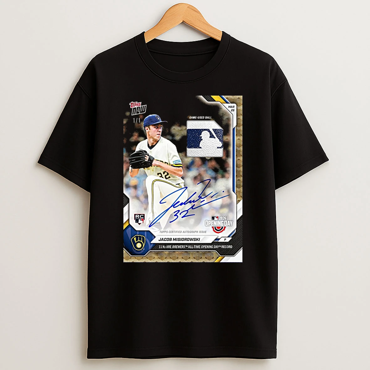 Topps Jacob Misiorowski 11 Ks Are Brewers All Time Opening Day Record Shirts