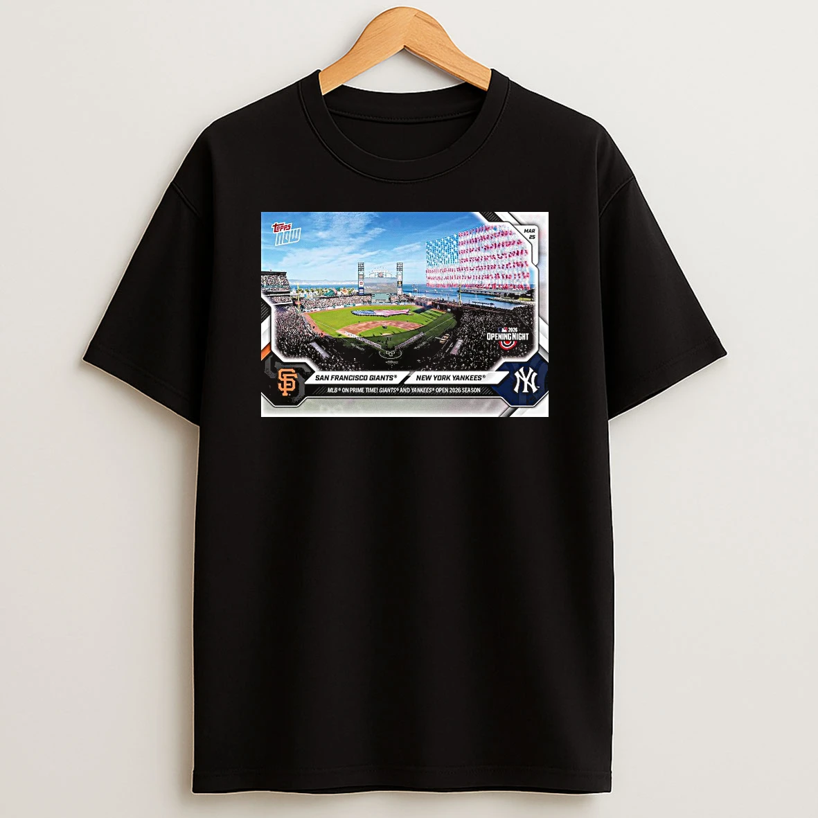 Topps Now San Francisco Giants Vs New York Yankees Mlb 2026 Opening Night Shirts