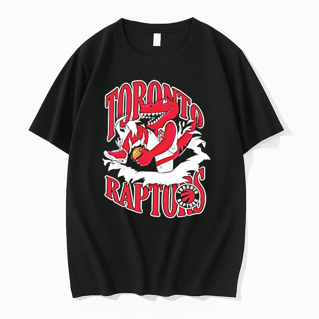 Toronto Raptors Red Dinosaur Mascot Ripping Through Logo Shirts