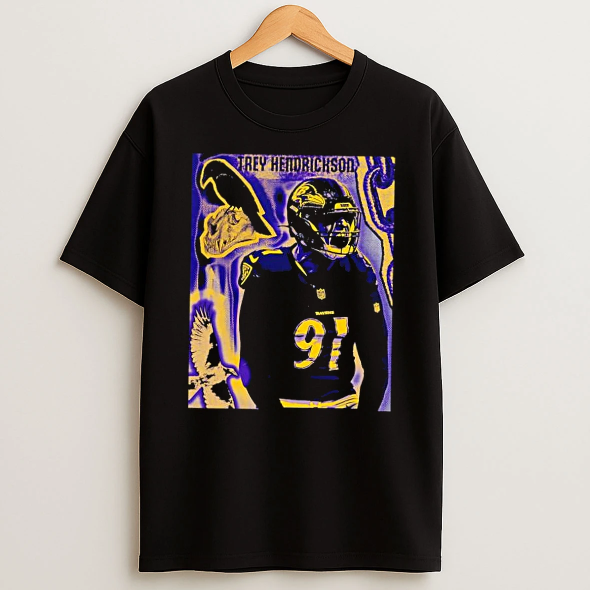 Trey Hendrickson Baltimore Ravens Number 91 Crow Skull Shirts