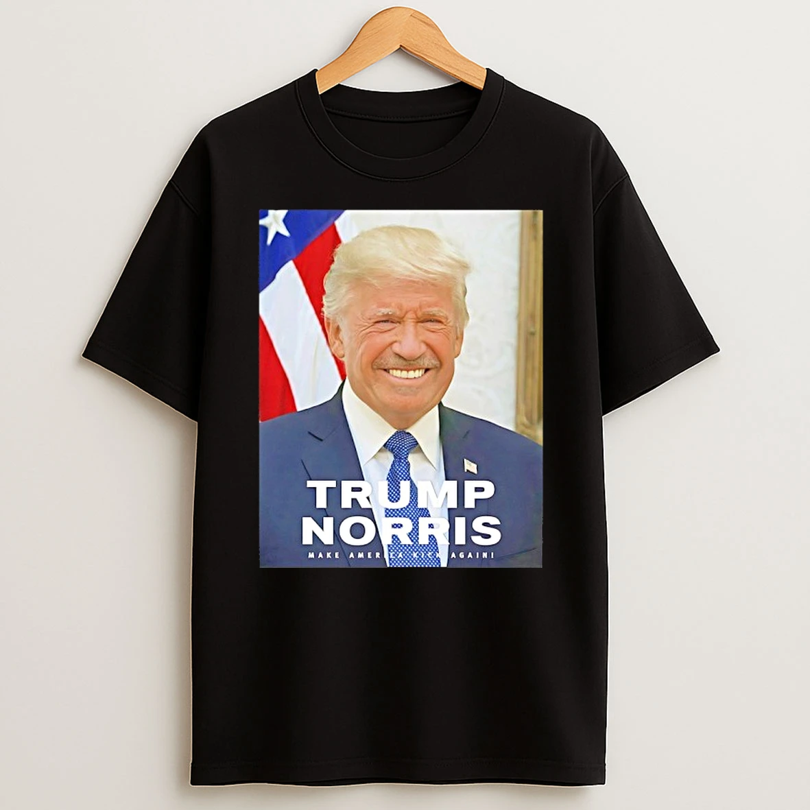 Trump X Chuck Norris Make America Kick Again Parody Shirts