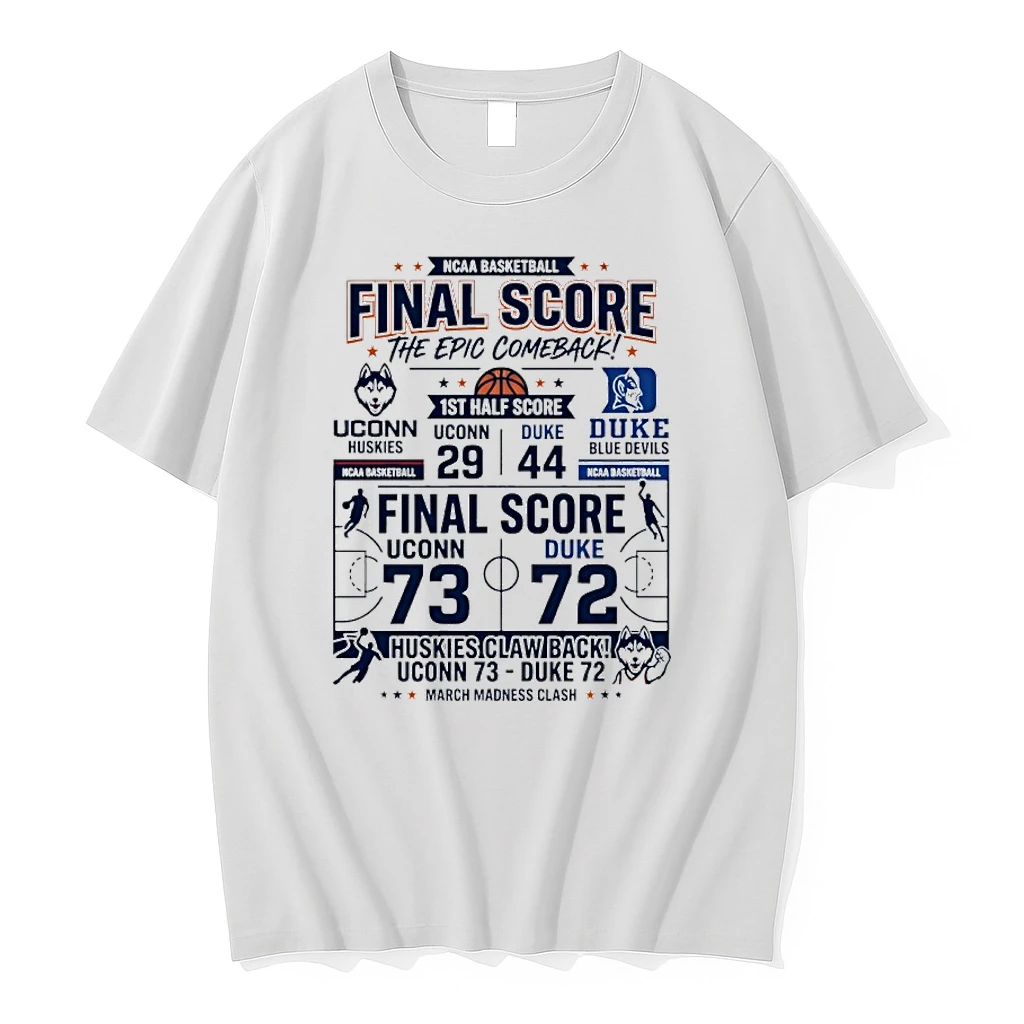 Uconn Huskies Beat Duke Blue Devils Final Score The Epic Comeback 2026 Ncaa Basketball Shirts