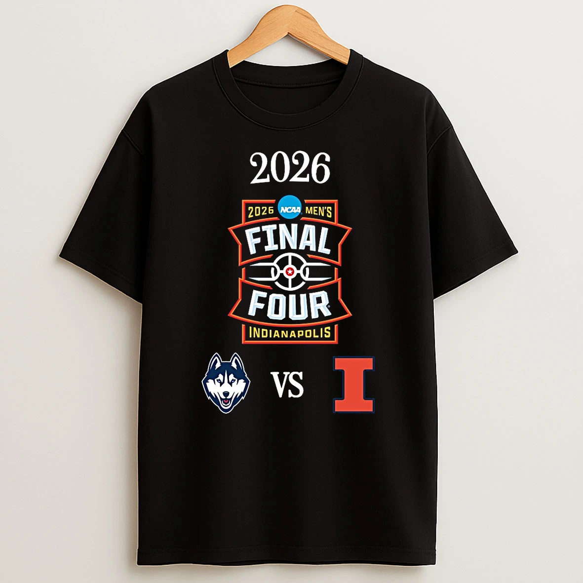 Uconn Huskies Vs Illinois Fighting Illini 2026 Ncaa Final Four Indianapolis Logos Shirts