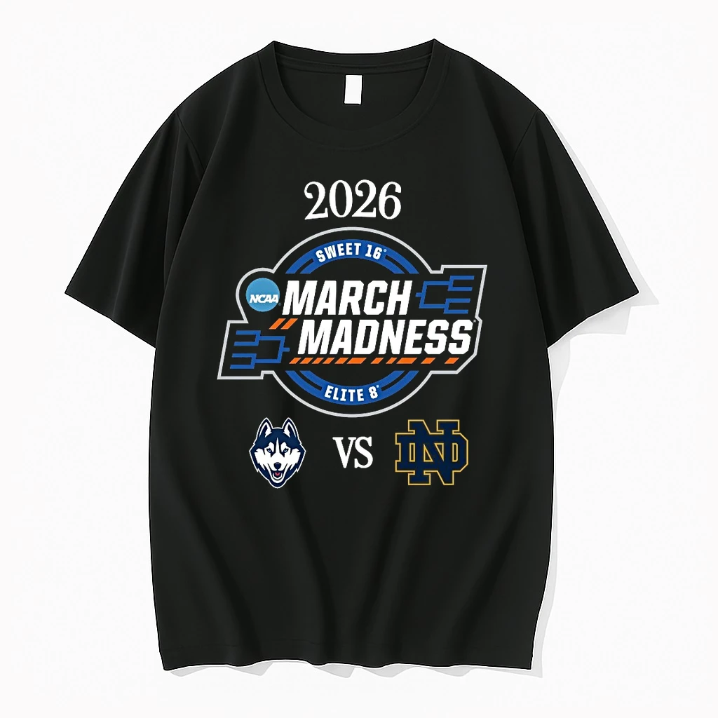 Uconn Huskies Vs Notre Dame Fighting Irish 2026 Ncaa Womens March Madness Elite 8 Logos Shirts