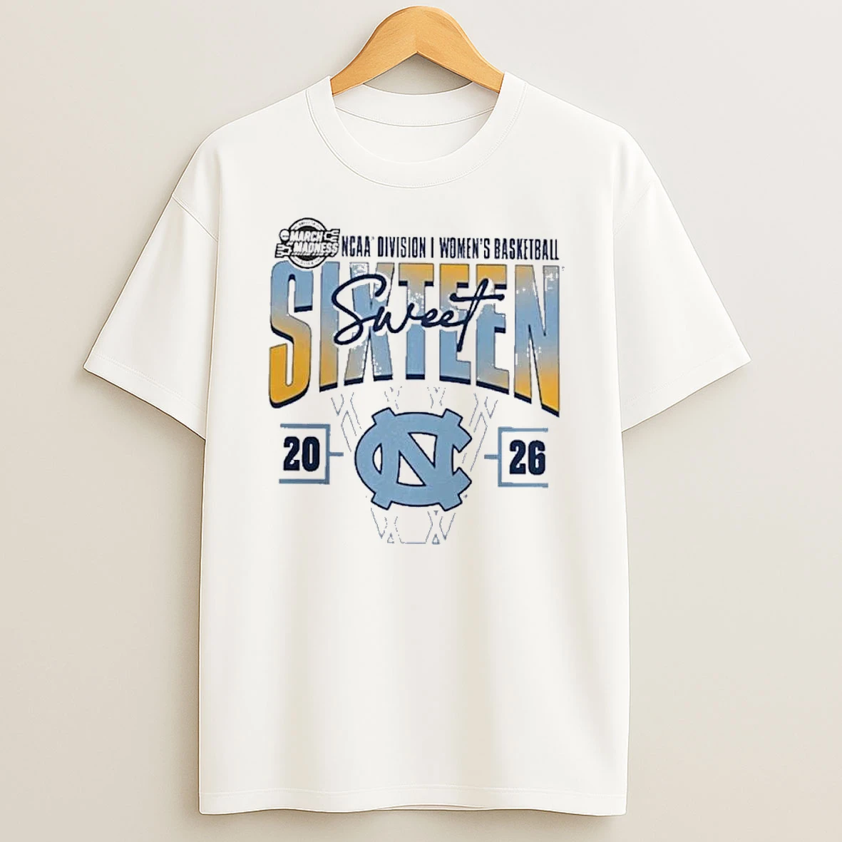 Unc Tar Heels 2026 Ncaa Womens Basketball Tournament March Madness Sweet 16 Court Shot Shirts