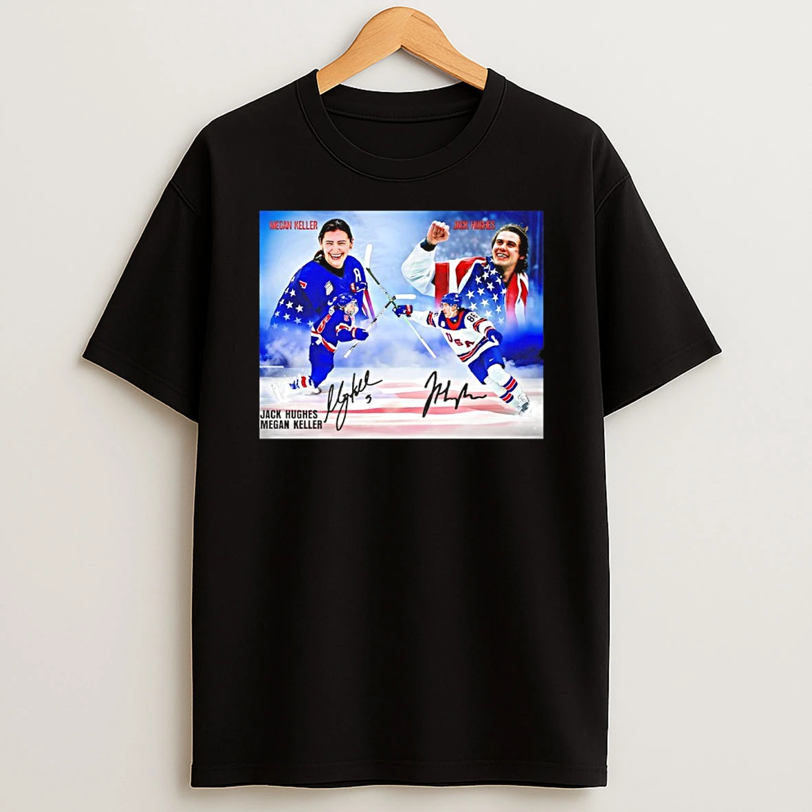 Us Hockey Jack Hughes Megan Keller 2026 Winter Olympics Gold Medal Autographed Shirts