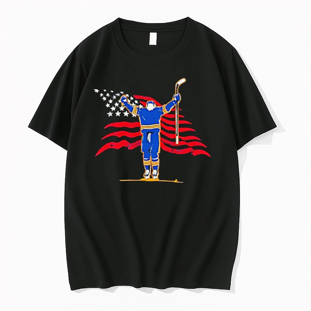 Usa Flag Hockey Player Raising Arms Victory Shirts